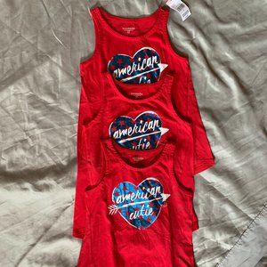 GIRLS - 3pc TRIPLETS lot sz 4 NWT TOUGHSKINS tank top shirts, red, blue